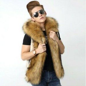 Urban Behaviour Beige Faux Fur Vest Hoodie Jacket